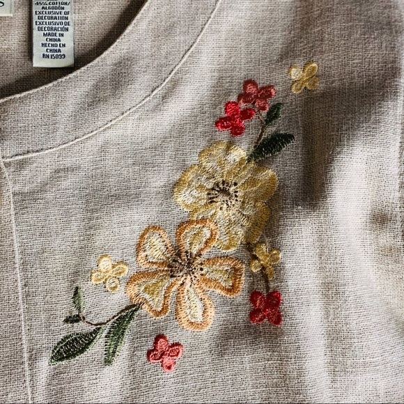 Vintage embroidered classic elements linen shirt jacket xl - Picture 4 of 9